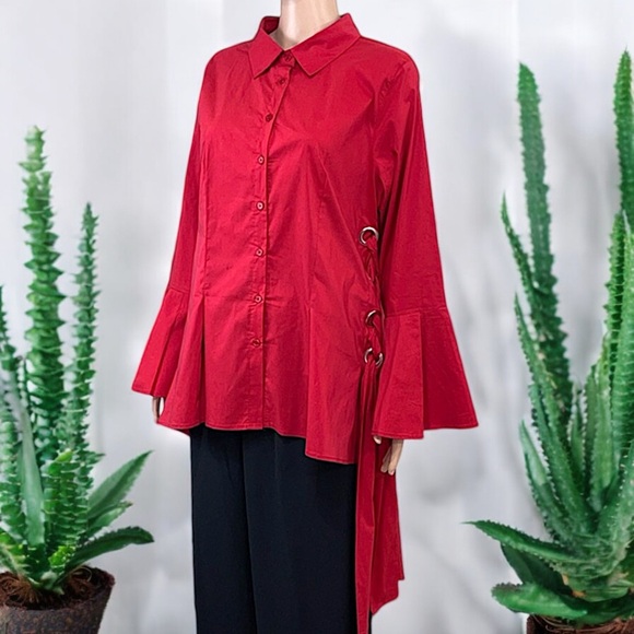 Midnight Velvet “Serena” Red High-Low Tunic - Picture 13 of 16